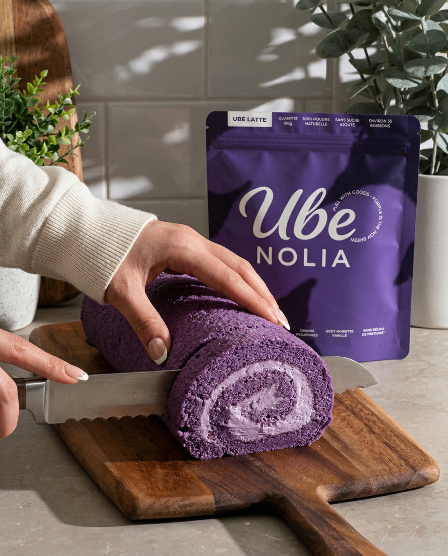 Ube Roll Cake: Blød lilla chiffon Swiss Roll
