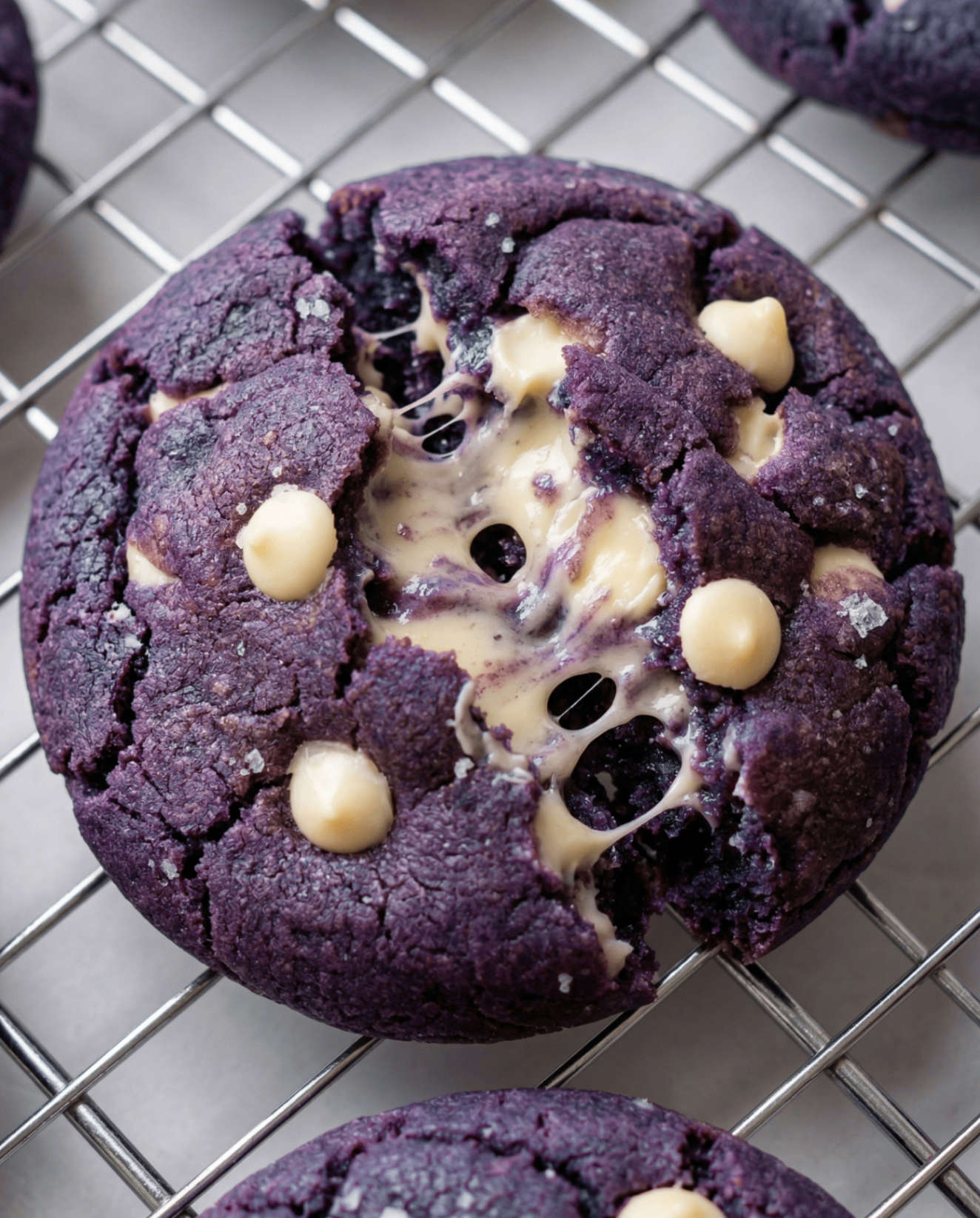 Ube-cookies med hvid chokolade