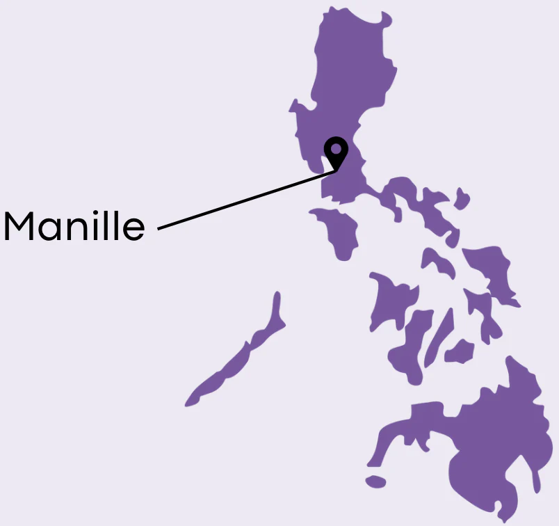 Kort over Filippinerne, der fremhæver Manila