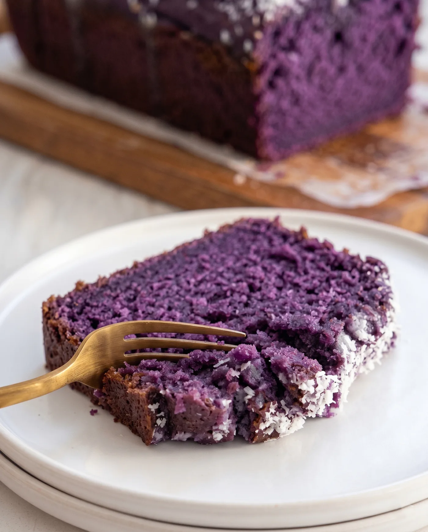 Ube kokosfranskbrødskage – opskrift på lilla yams og kokoskage | Ube Nolia